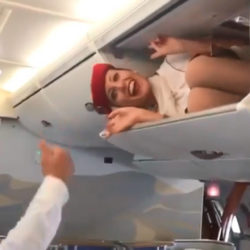 трюк стюардессы в мини-юбке